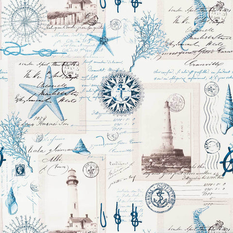 Nautical lighthouse Wallpaper vintage postcard French writing