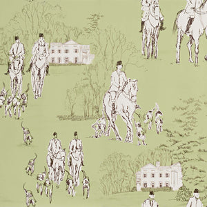 Horse hunt Wallpaper green equestrian toile