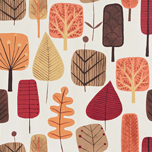 Retro Scandinavian wood Wallpaper tree leaf fall orange